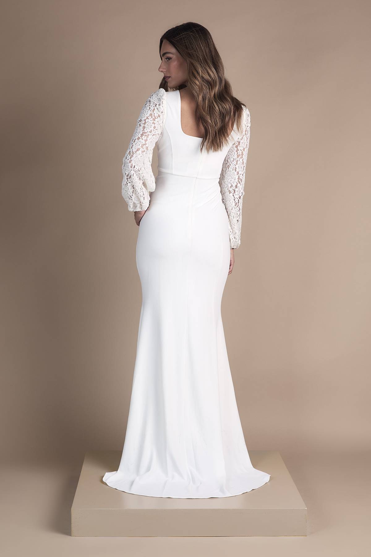 Coast Robe de Mariée Maxi Queue de Poisson à Encolure Carrée et Manches Statement
