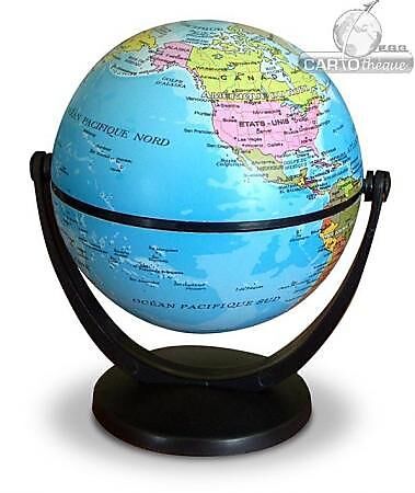 CARTOTHEQUE - GLOBE TOURNANT BLEU POLITIQUE 10CM