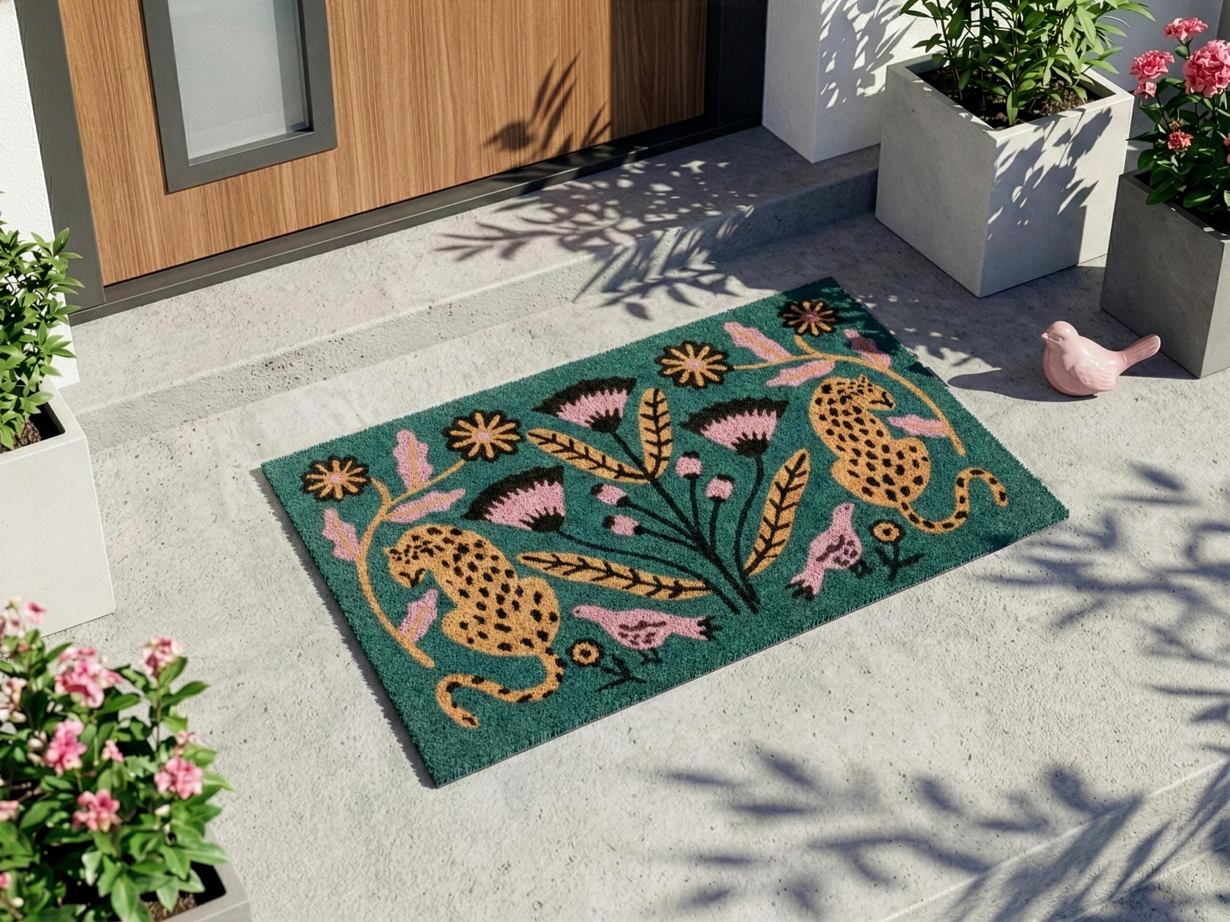 Deurmat NAKNEK Meerkleurig 50 x 80 cm Vogel Bloem Kat Kokos