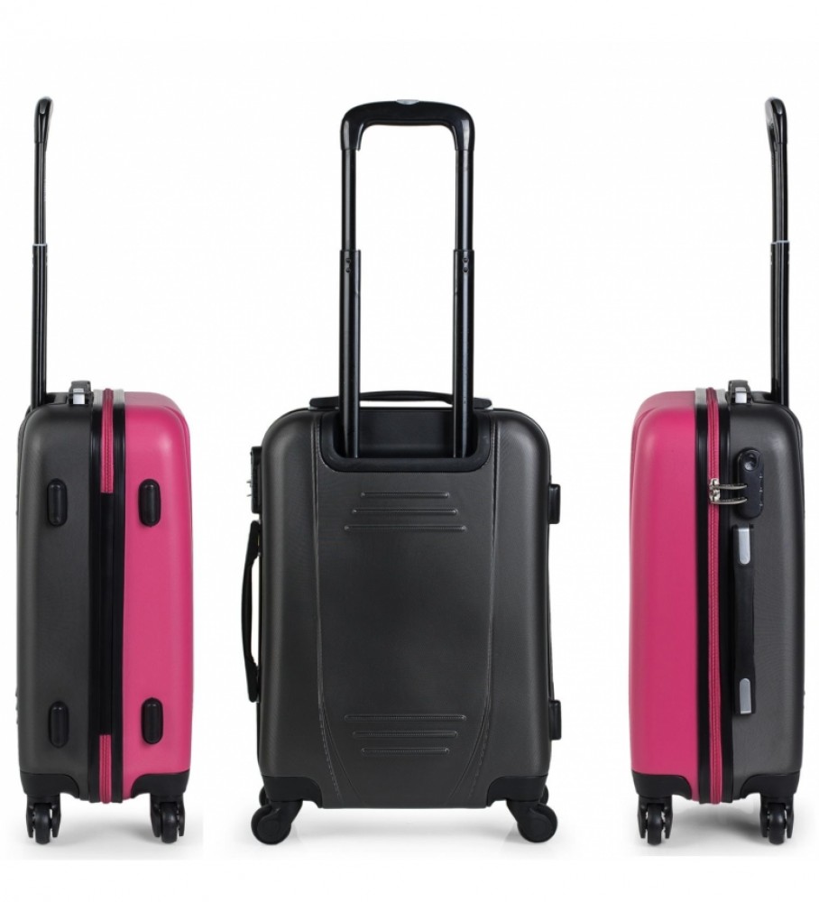 Mala de cabine rígida ITACA para viagens curtas, 4 rodas, modelo 71150, cor fúcsia/antracite - 55 x 38 x 20 cm -