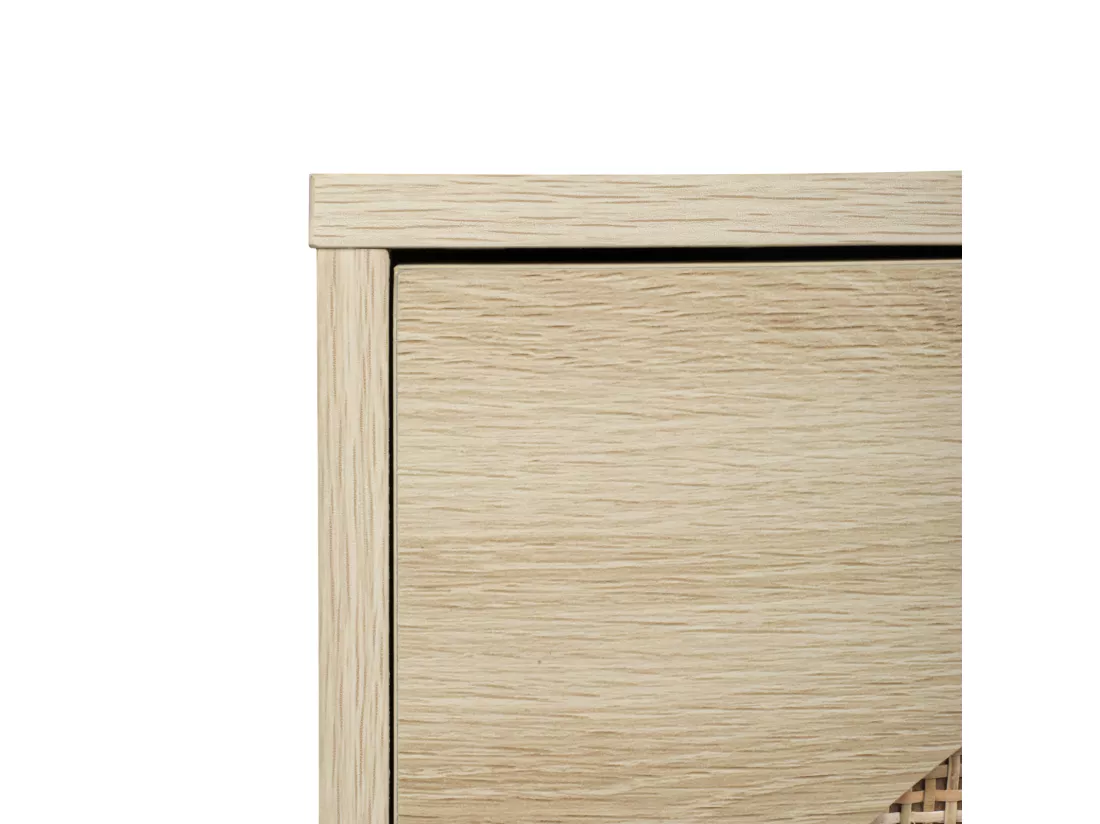 Meuble à chaussures 2 portes étagère à chaussures en rotin double couche, convient pour le salon 60x17x87cm naturel