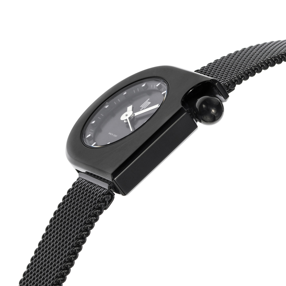 Montre LIP Mach 2000 Mini Moon femme acier noir bracelet métal noir