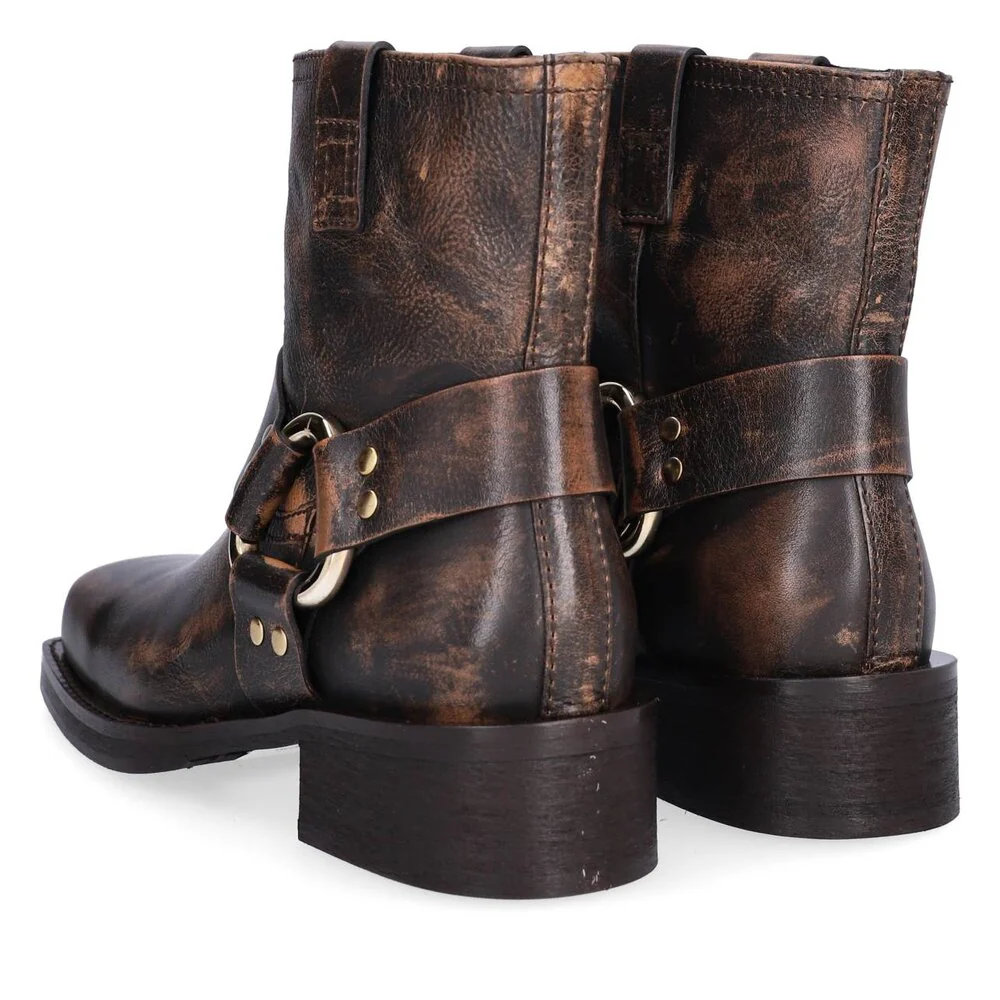 Billi Bi  A7190 Kort biker støvle med spænde - Cognac frisco calf