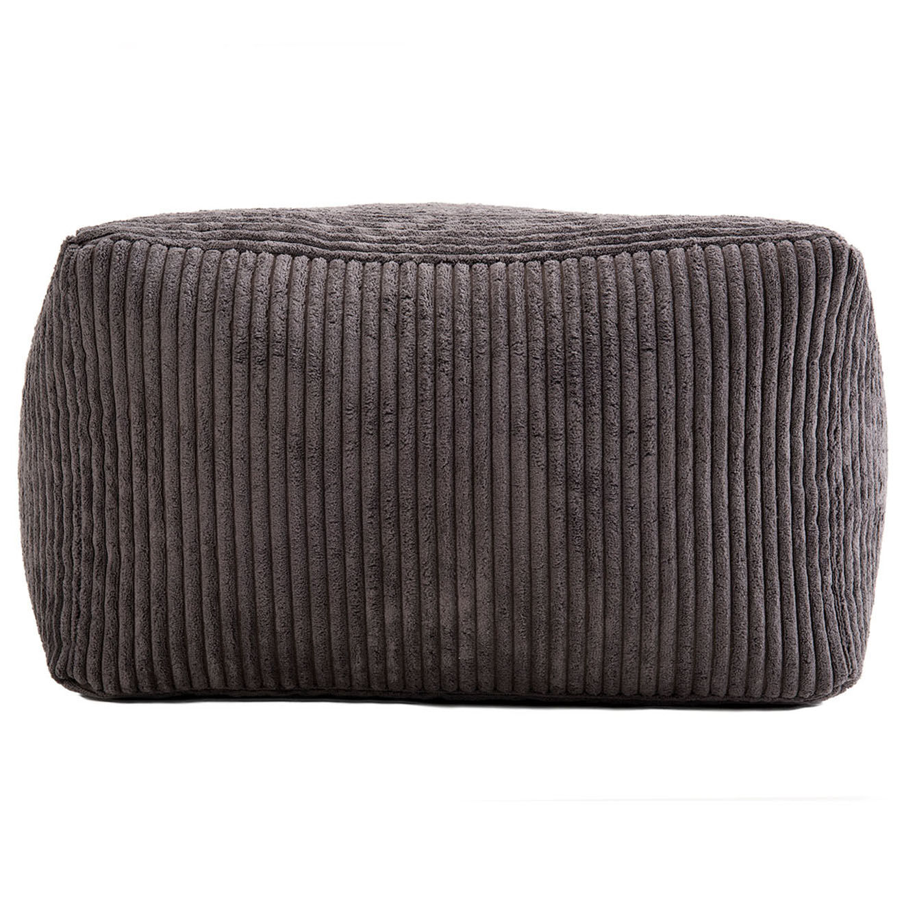 Macabane Pouf carré tissu velours cotelé agathe gris anthracite - 57x57x34 cm