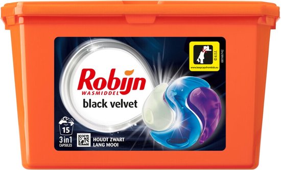 Robijn Wasmiddel 3in1 Capsule Black Velvet (15 stuks)