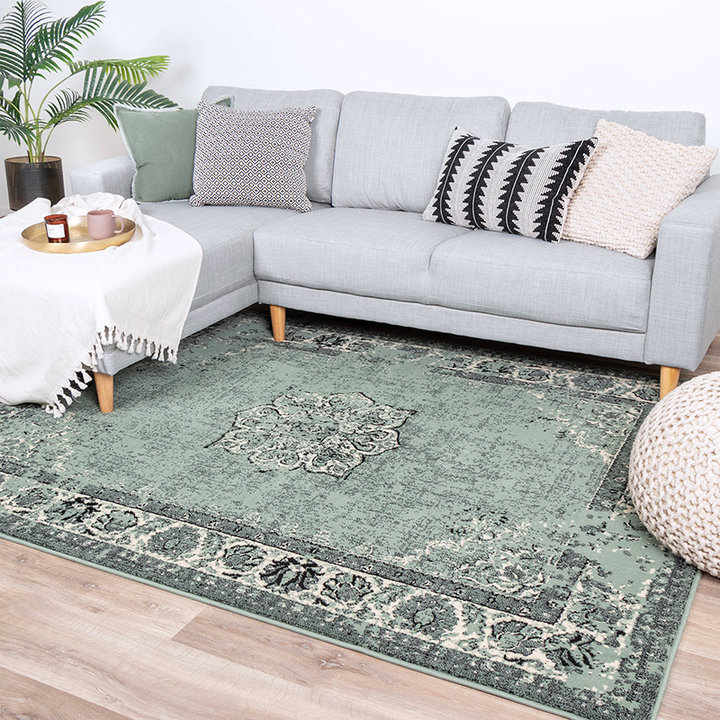 Vintage vloerkleed - Wonder Groen/Zwart | Uniek design