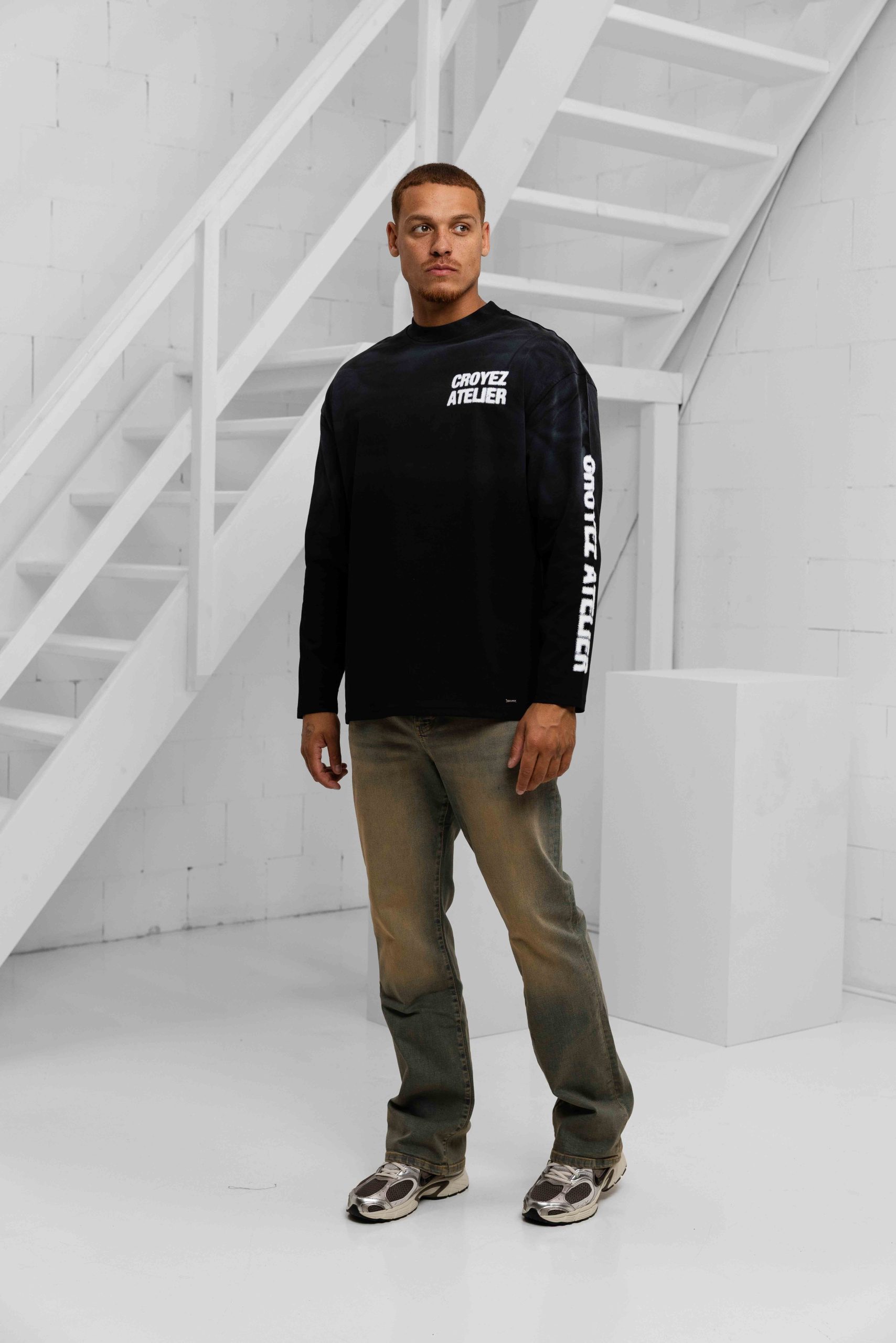 Croyez Sprayed Atelier Longsleeve T-Shirt Heren Zwart