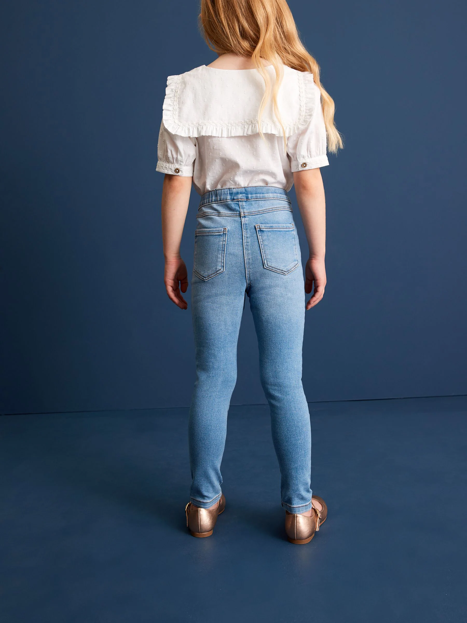 Blauw - Set van 2 jeggings met elastische taille (3-16 jr)