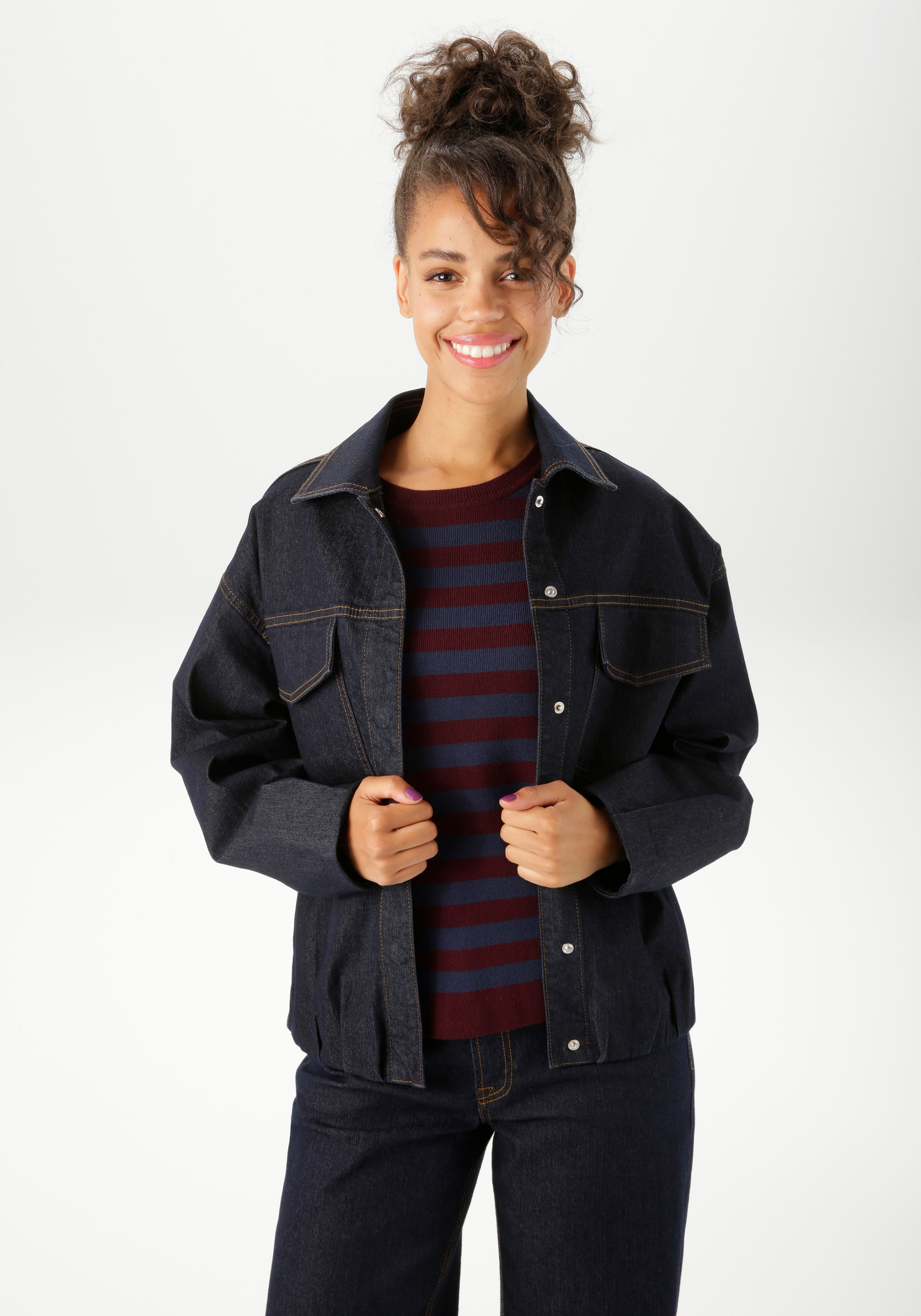 Aniston CASUAL Jeansjacke mit verdeckten Druckknöpfen zu schliessen - NEUE KOLLEKTION