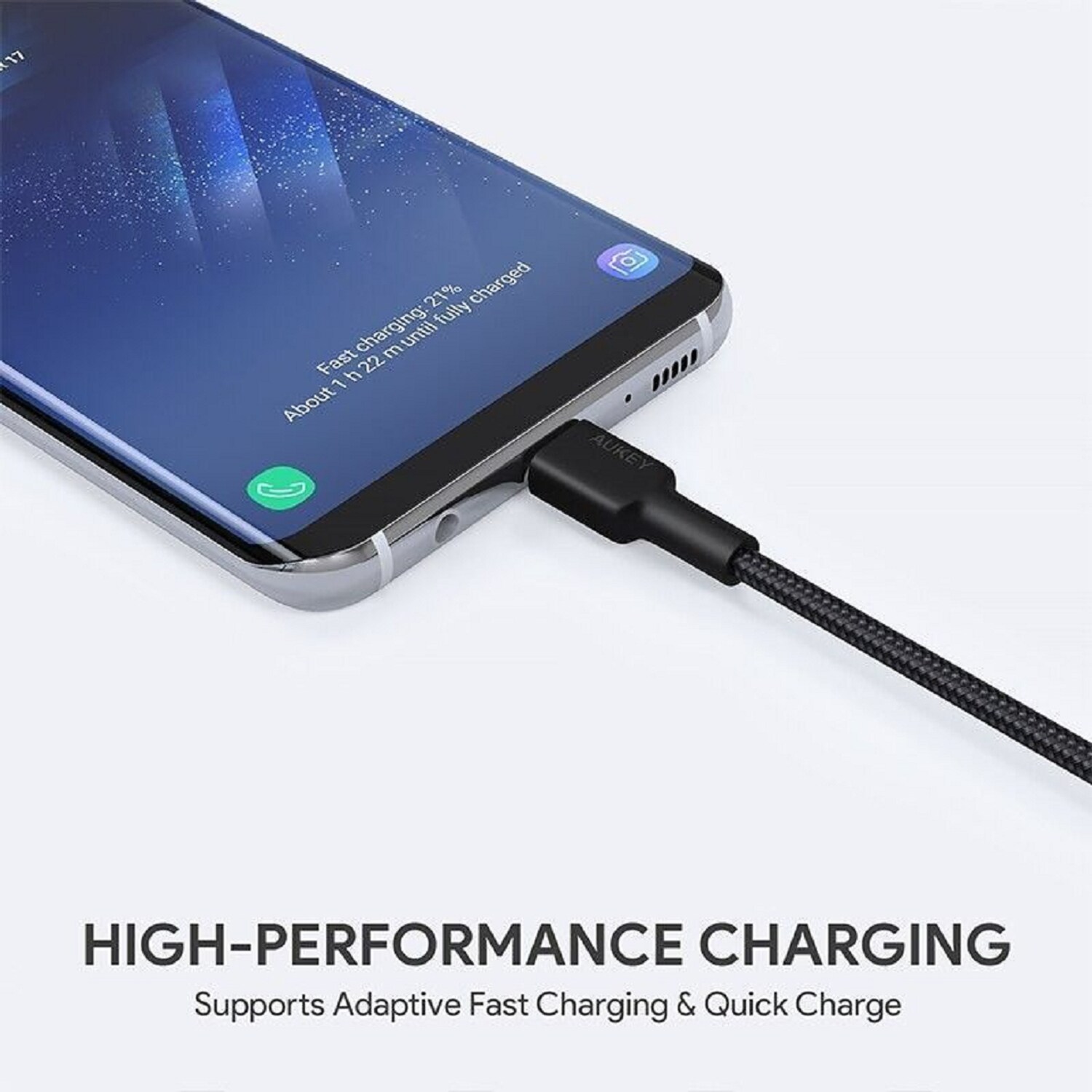 AUKEY CB-CMD29 USB Kabel 2m USB 2.0 USB A Kabel auf USB Cfür Samsung Galaxy Note, Nexus, Nintendo, 2 Stücken in einer Packung, schwarze Farbe