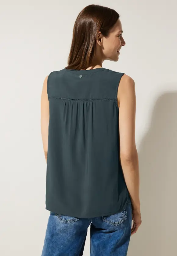 Viskosebluse mit Häkeldetail - cool vintage green