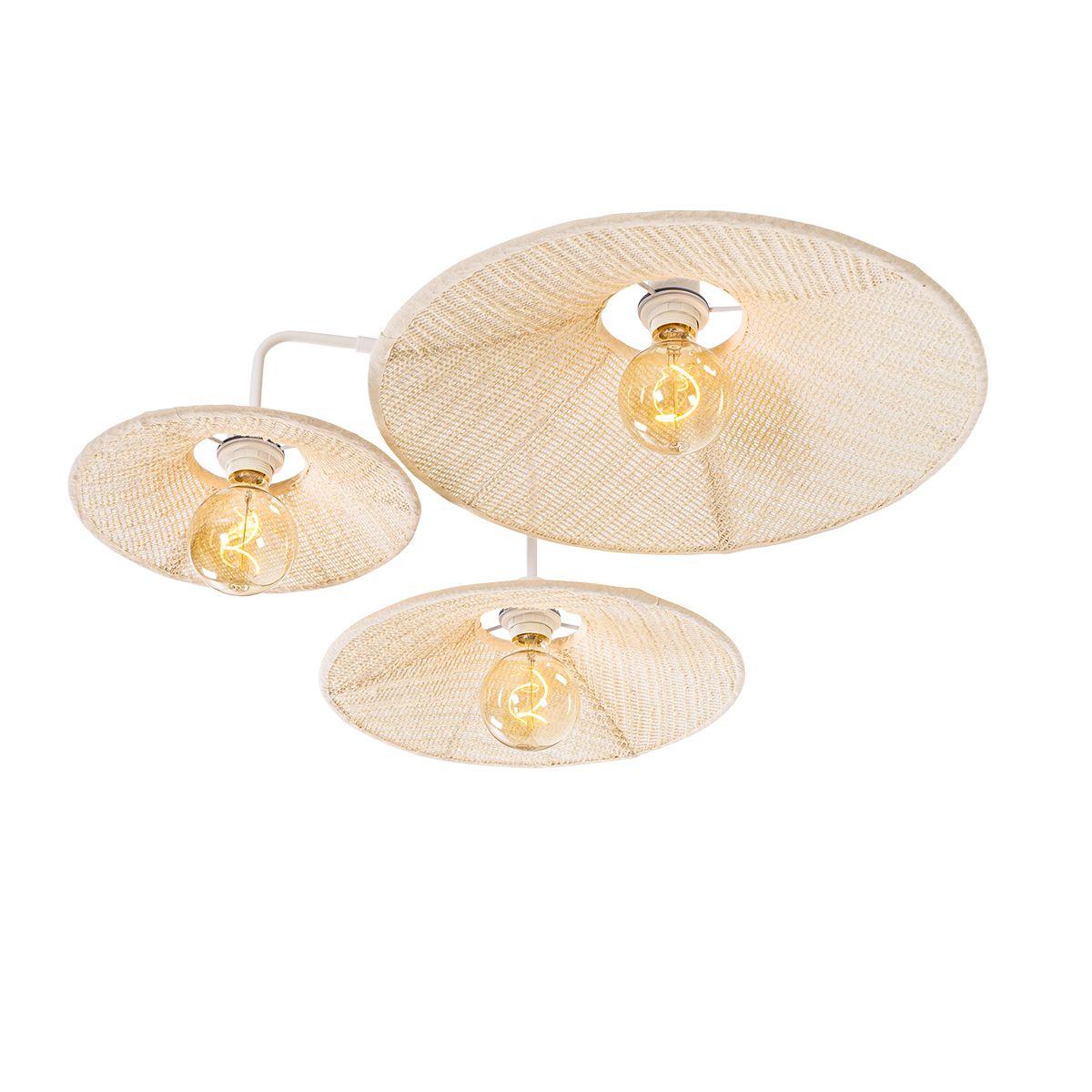 Design plafondlamp wit met stof 3-lichts - Jane