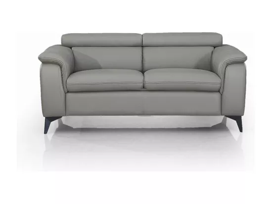 Canapé en cuir 2 places NEYLA Gris souris - Angle Droit