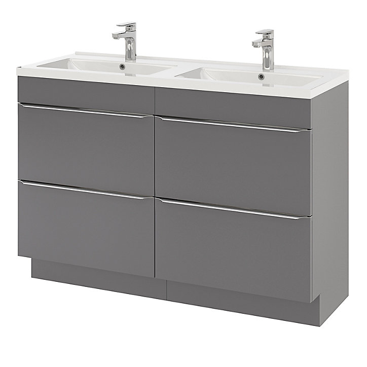 Meuble sous vasque à poser GoodHome Imandra gris brillant L. 120 x H. 82 x P. 45 cm