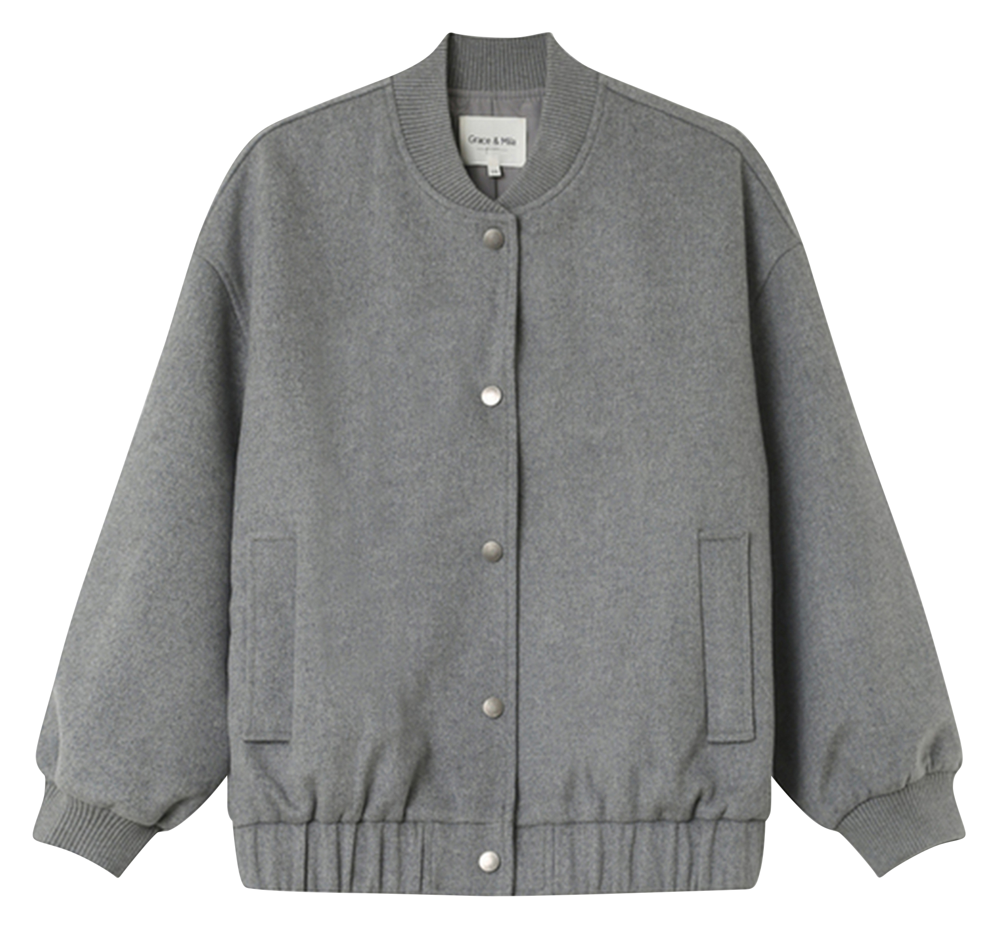 NUMA - Veste col rond en laine mélangée | Gris