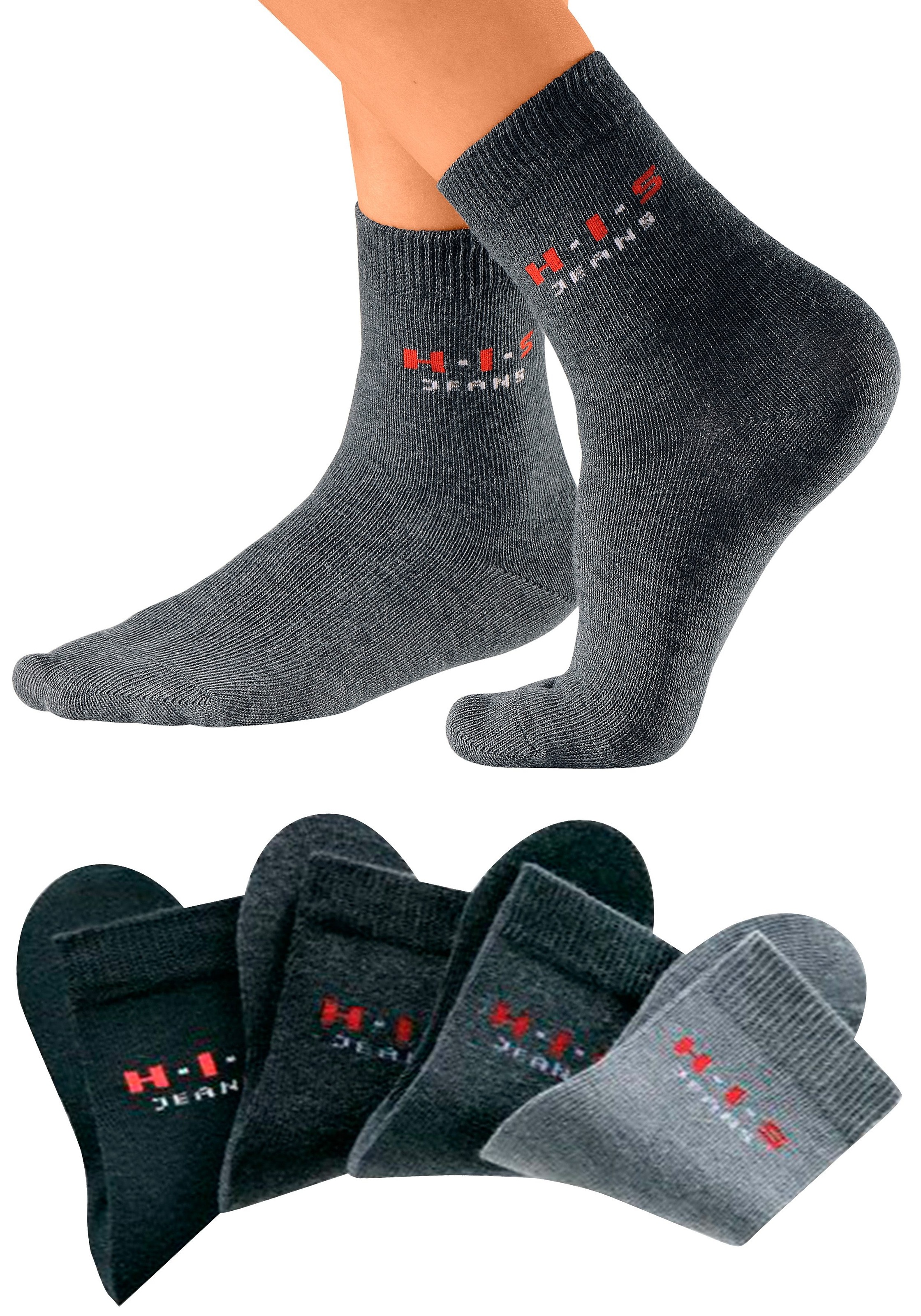 H.I.S Basicsocken Packung, 4 Stk. tlg. mit kontrasfarbenem Logo