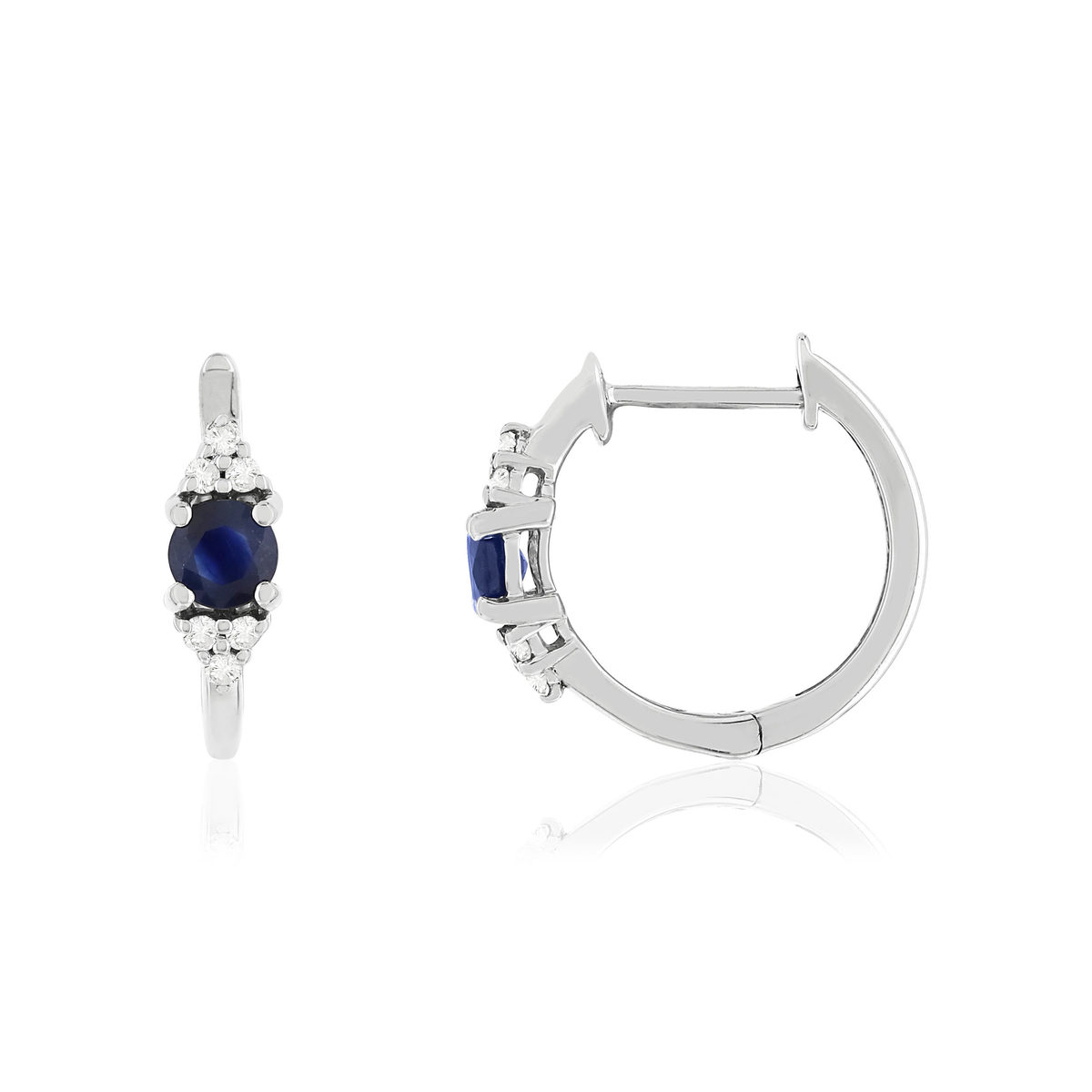 Boucles d'oreilles or blanc 375 saphirs diamants