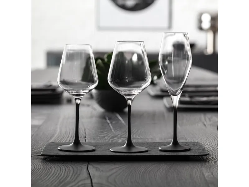 Villeroy & Boch 1137988120, Hvidvinsglas, Fløjteglas, Krystal, Glas, Sort, Transparent, 380 ml, 9 cm