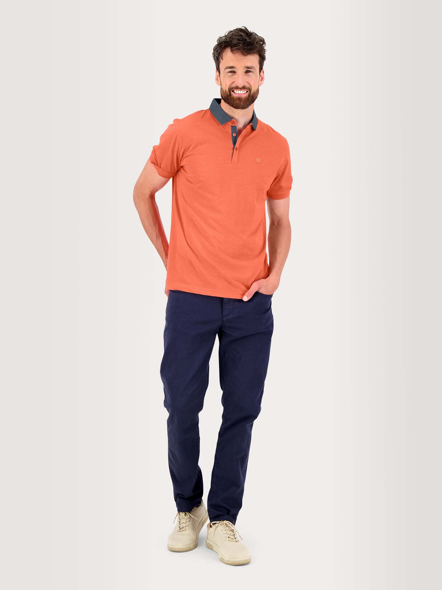 Polo Homme Jersey Coton Bleu Corail