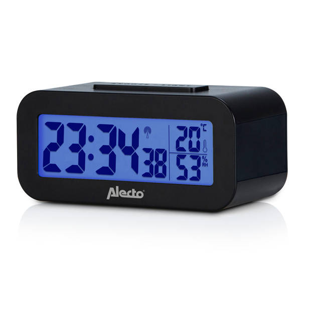 Wekker met thermometer en hygrometer Alecto Zwart