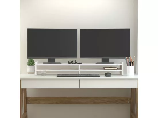 Support de moniteur Blanc 100x27x15 cm Bois de pin solide