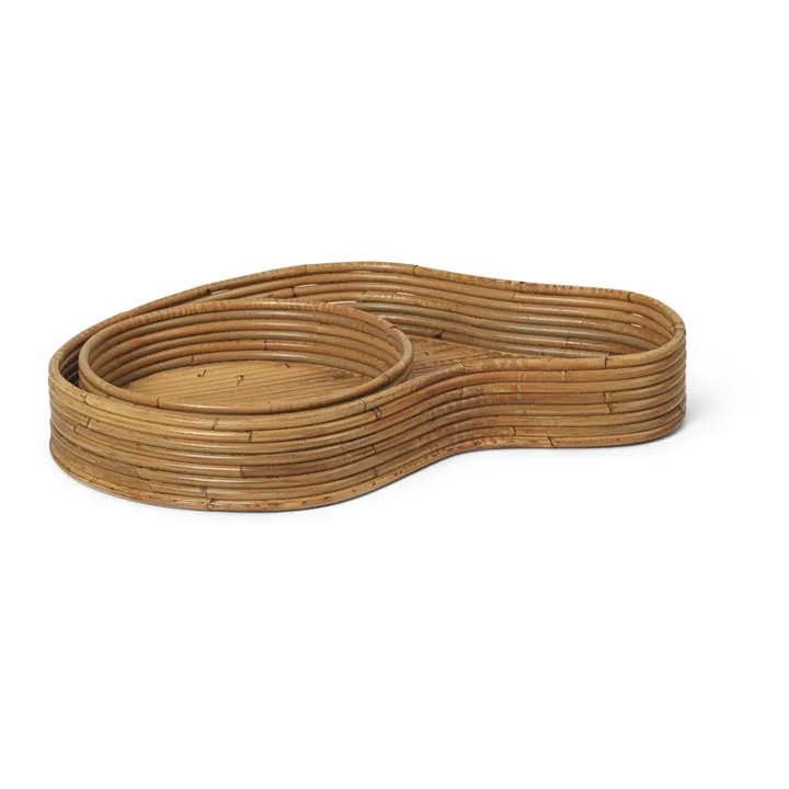 Ferm Living Plateaux Isola en rotin - Set de 2