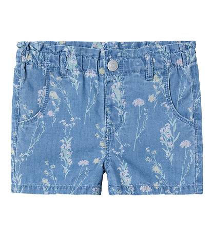 Name It Shorts - NmfBella - Medium+ Blue Denim m. Blumen