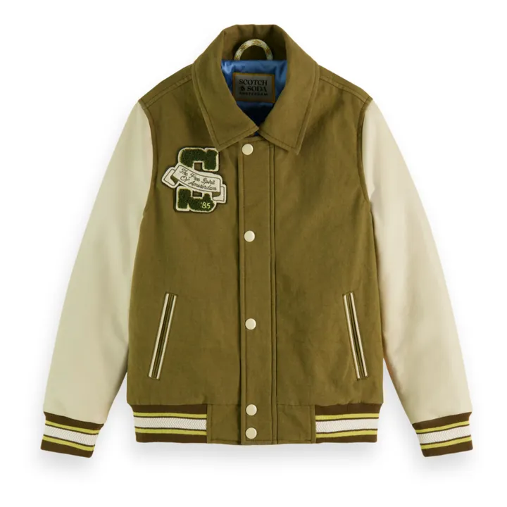 Scotch & Soda Veste Teddy | Vert kaki