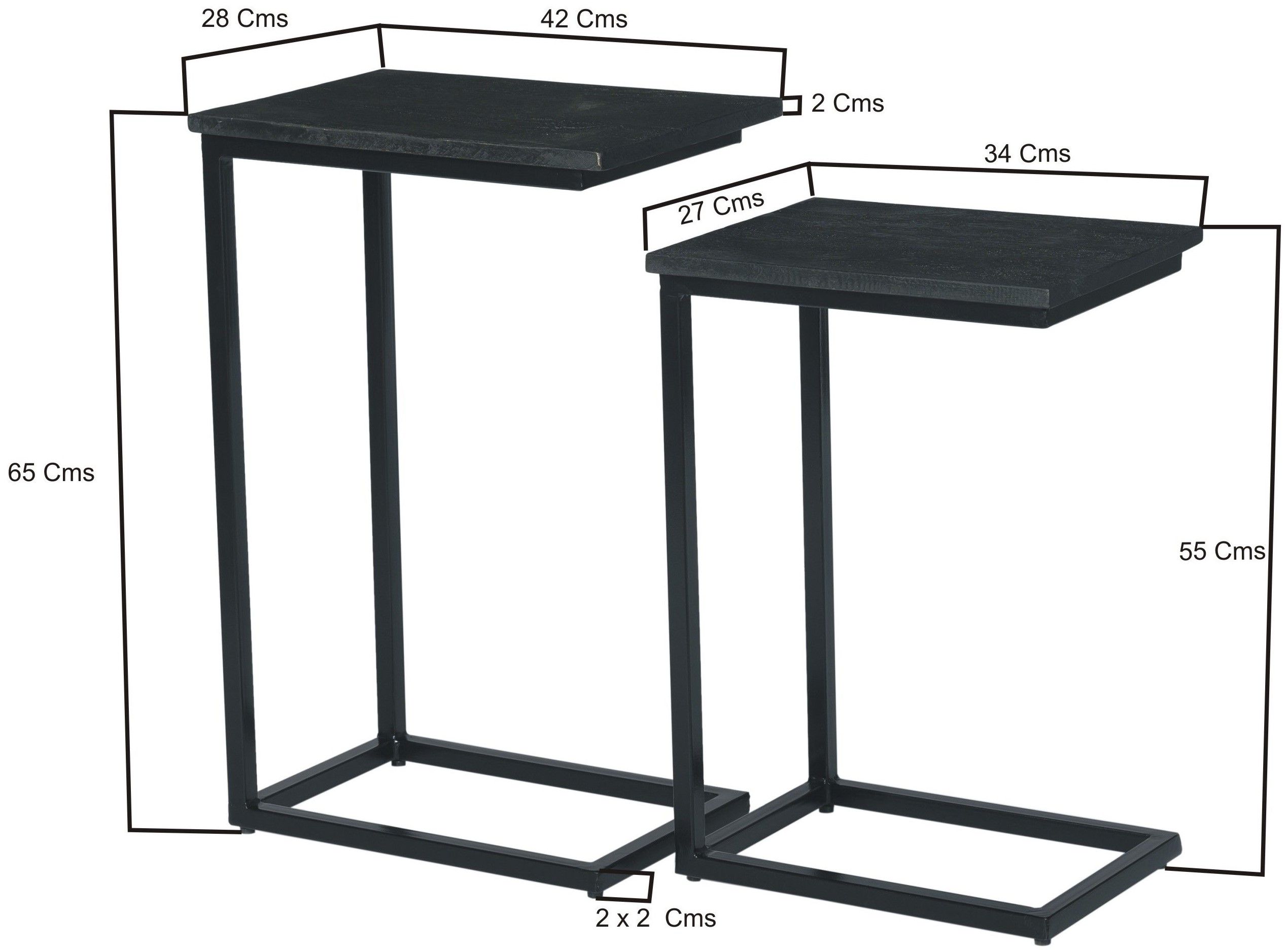 Bijzettafelset Jordy B40 x D27 x H65 cm