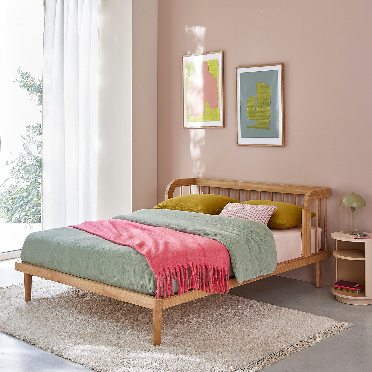 LA REDOUTE INTERIEURS<br>Cama de carvalho maciço com estrado de ripas, Matea