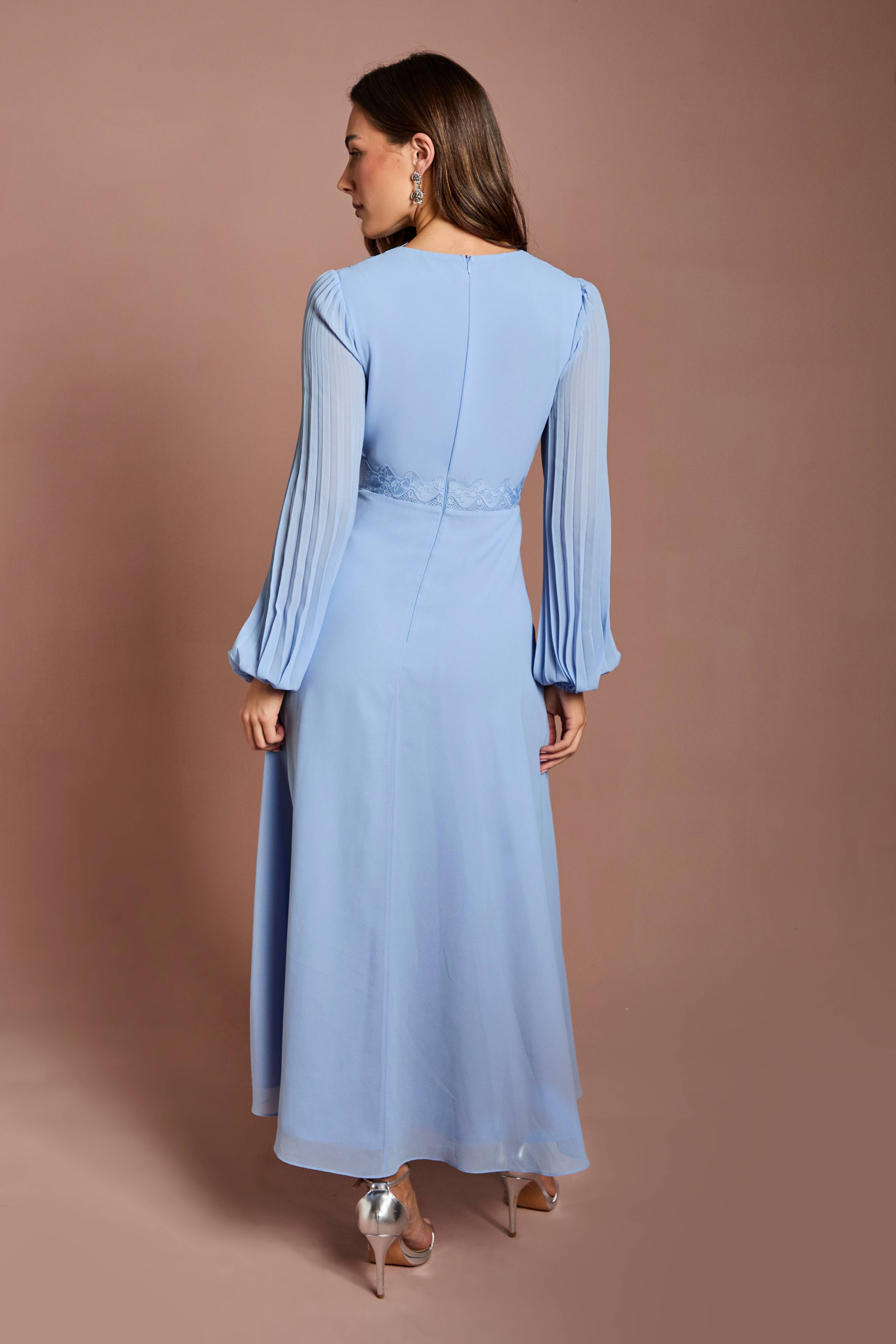 Coast Robe Maxi à Détails Plissés et Finitions en Dentelle