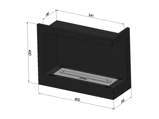 Corner 600 Right Cheminée au bioéthanol encastrable SimpleFire avec verre
