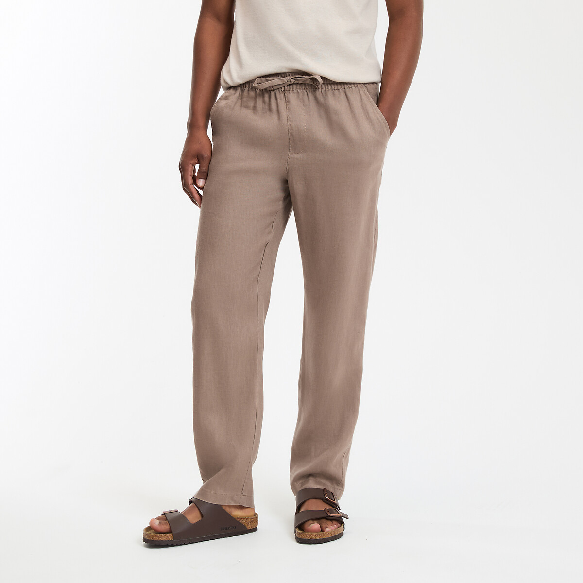 COLEÇÃO LA REDOUTE<br>Calças de linho de corte reto