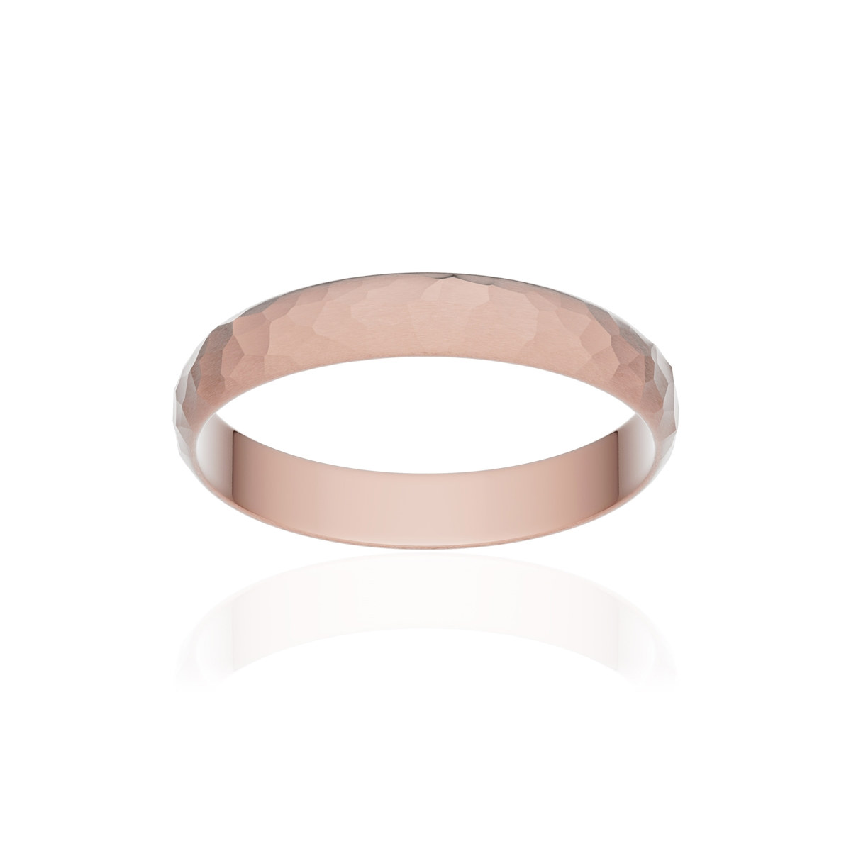 Alliance or 375 rose martelé ruban 3,5mm