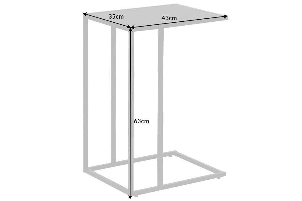 Industrial Beistelltisch SLIM LINE 43cm Esche schwarz Laptoptisch
