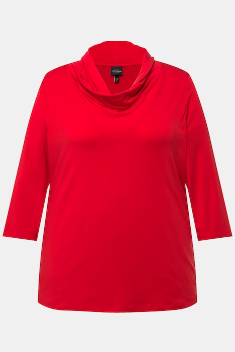 Shirt, Lyocell, Wasserfall-Ausschnitt, 3/4-Arm