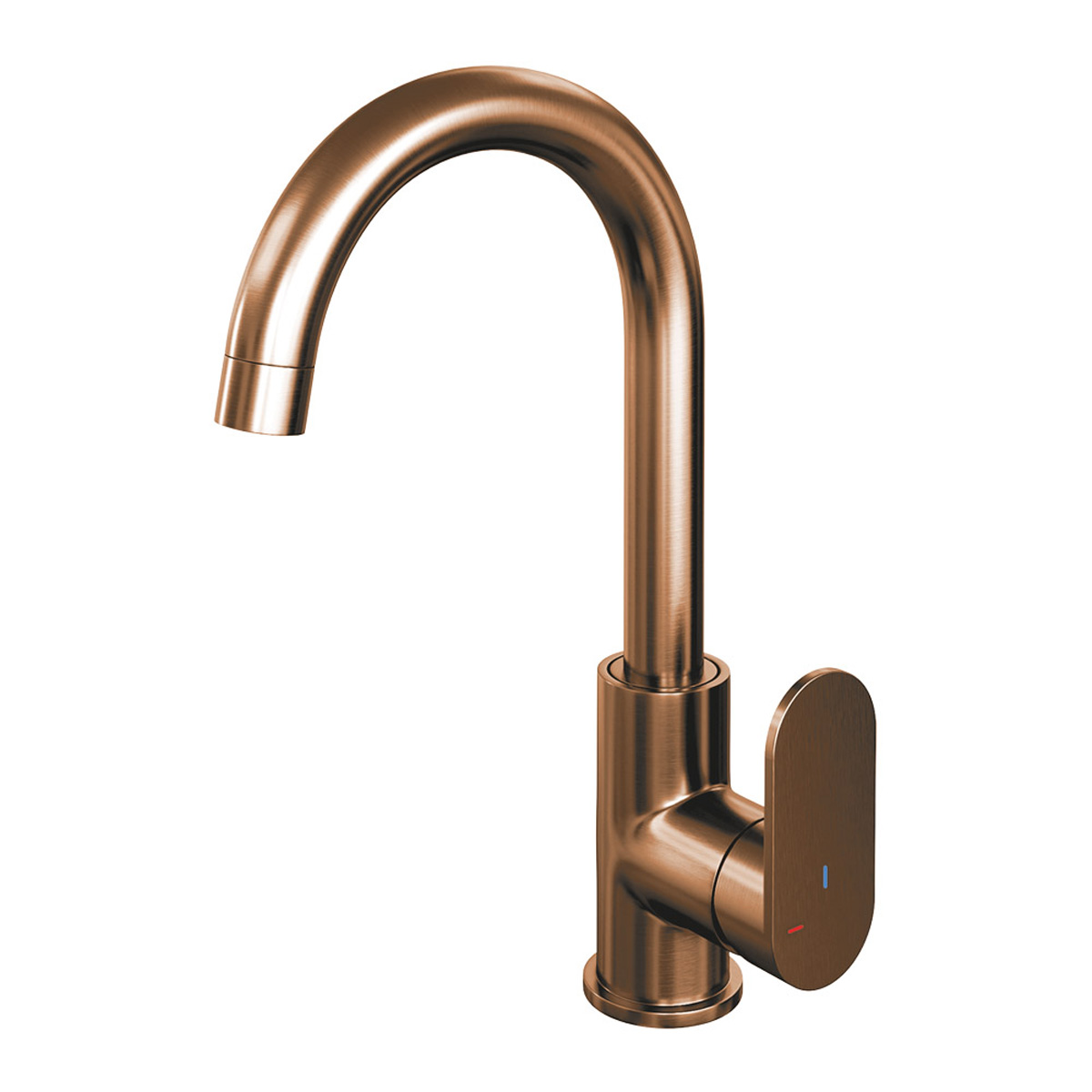 Brauer Copper Edition ColdStart wastafelkraan met draaibare ronde uitloop model C koper geborsteld PVD