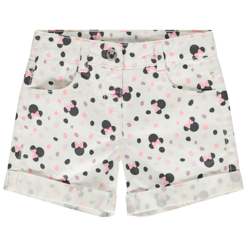 Short en jean imprimé Minnie Disney pour bébé fille - Ecru