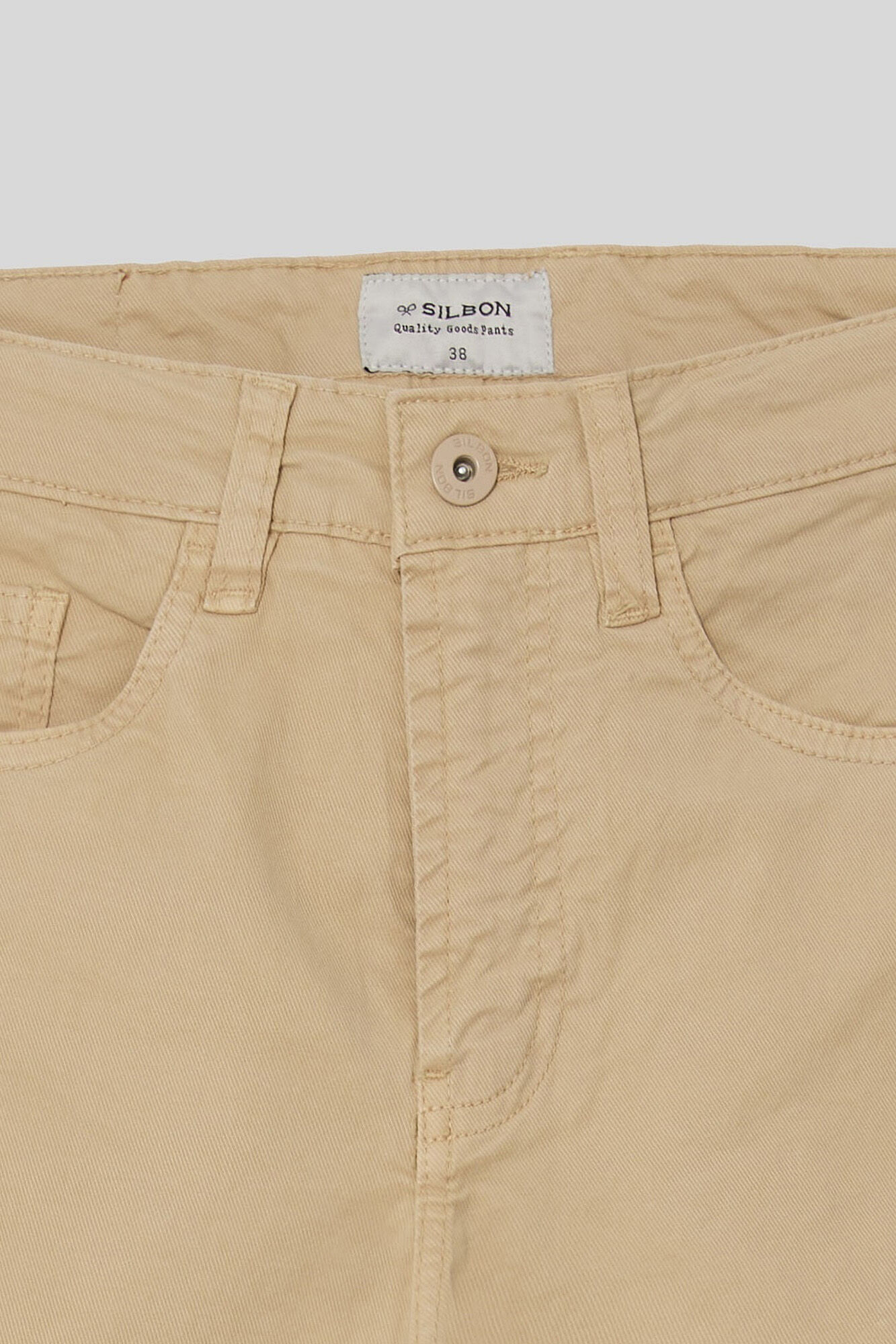Calça esportiva casual bege com cinco bolsos - Bege