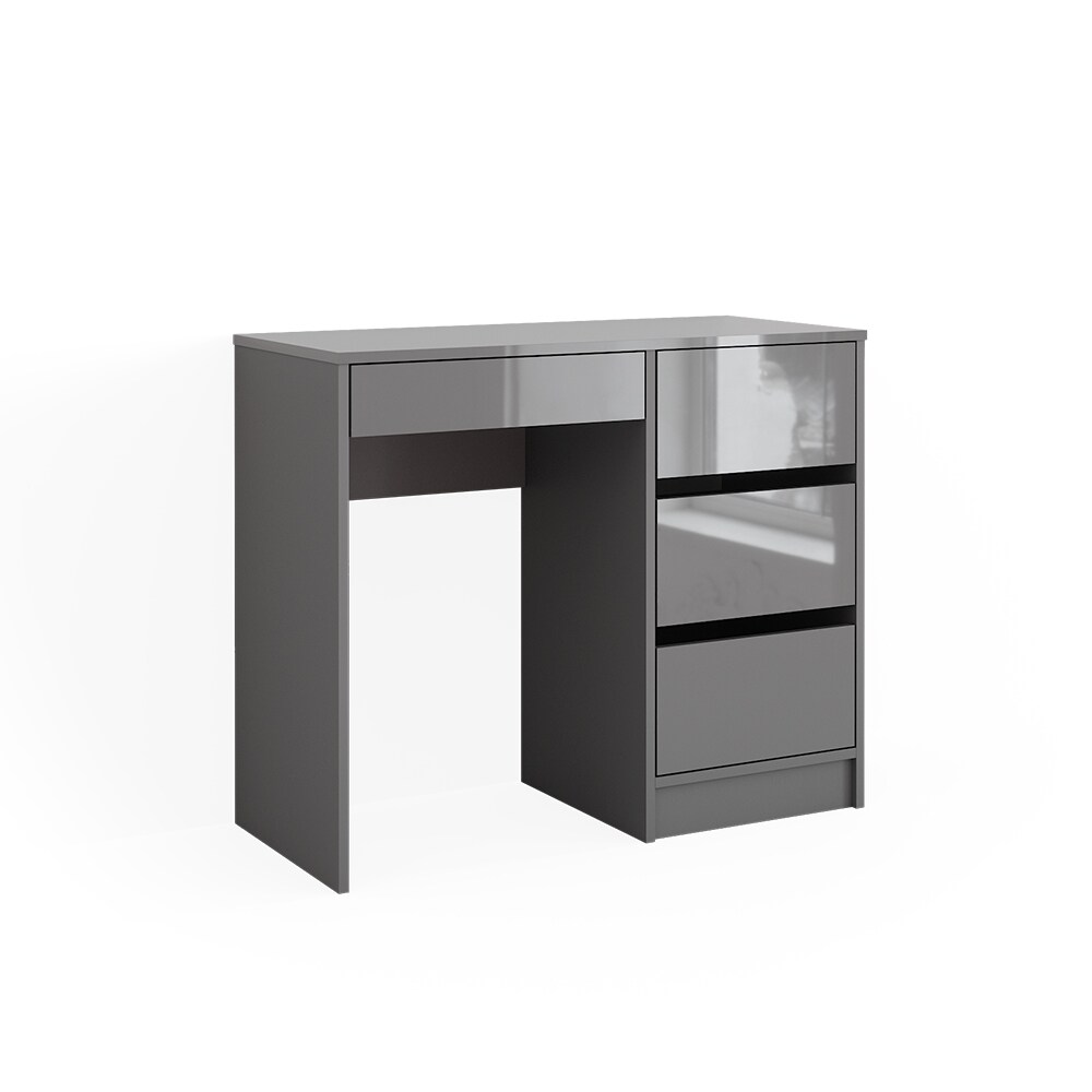 Vicco Schminktisch Sherry klein Grau Hochglanz, 90 x 75 cm, Schubladen, Frisiertisch