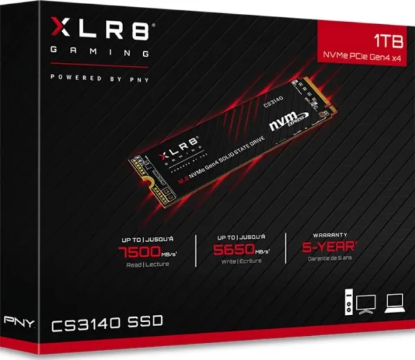 PNY XLR8 CS3140 - Solid State Drive - 1 TB - intern - M.2 2280 - PCI Express 4.0 x4 (NVMe) - 256-bit AES