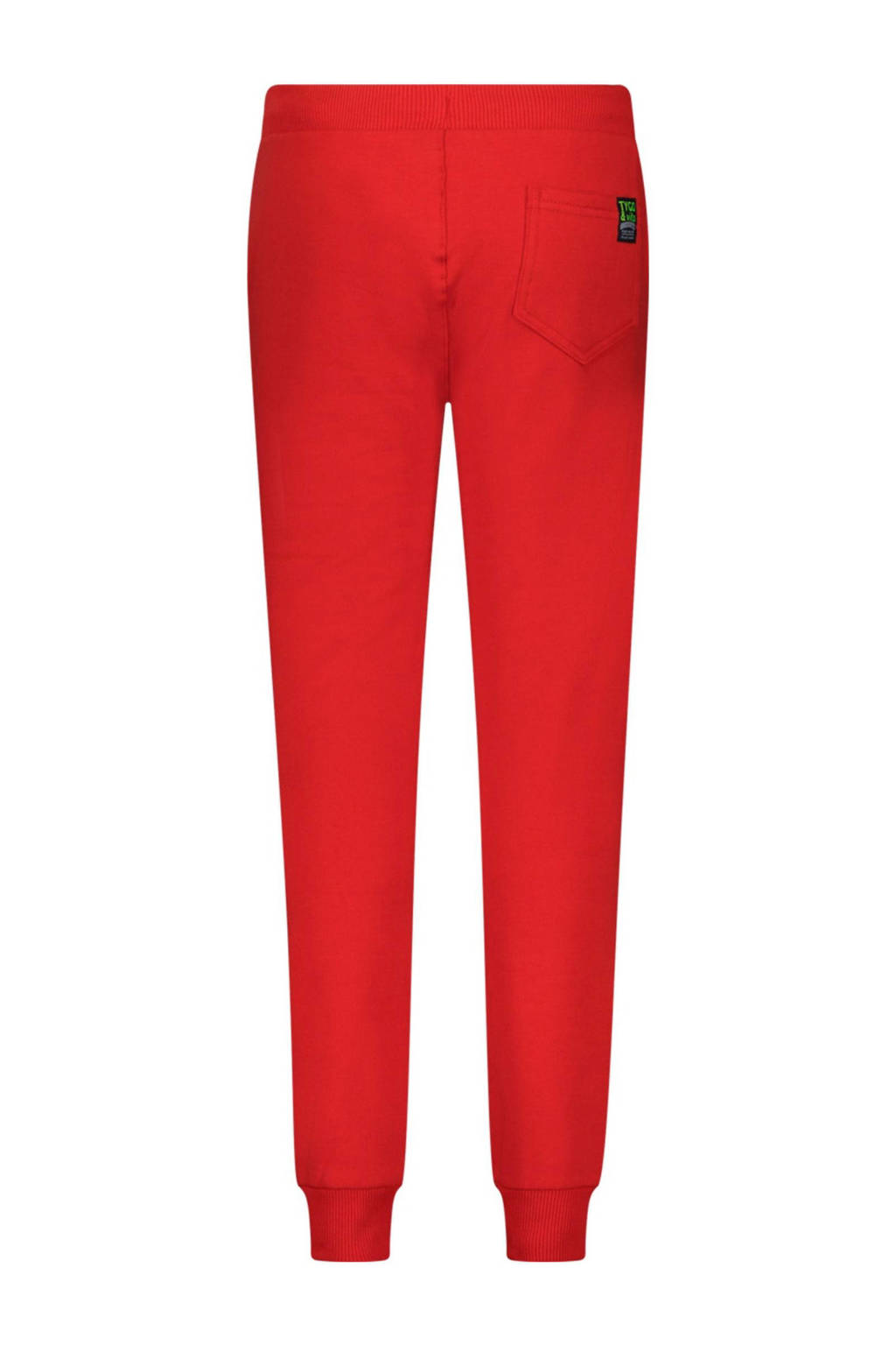 TYGO & vito slim fit joggingbroek Boz met zijstreep felrood