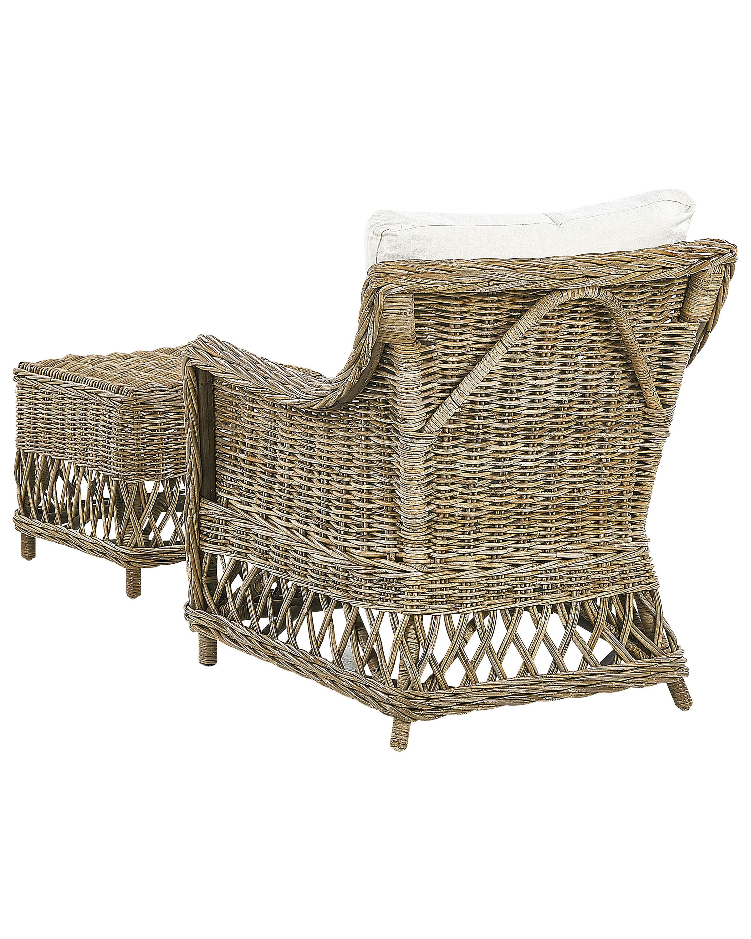 Set van 2 tuinstoelen met kussens RIBOLLA met voetenbank Rotan Natuurlijk