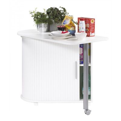 Table pivotante et meuble de rangement - Blanc