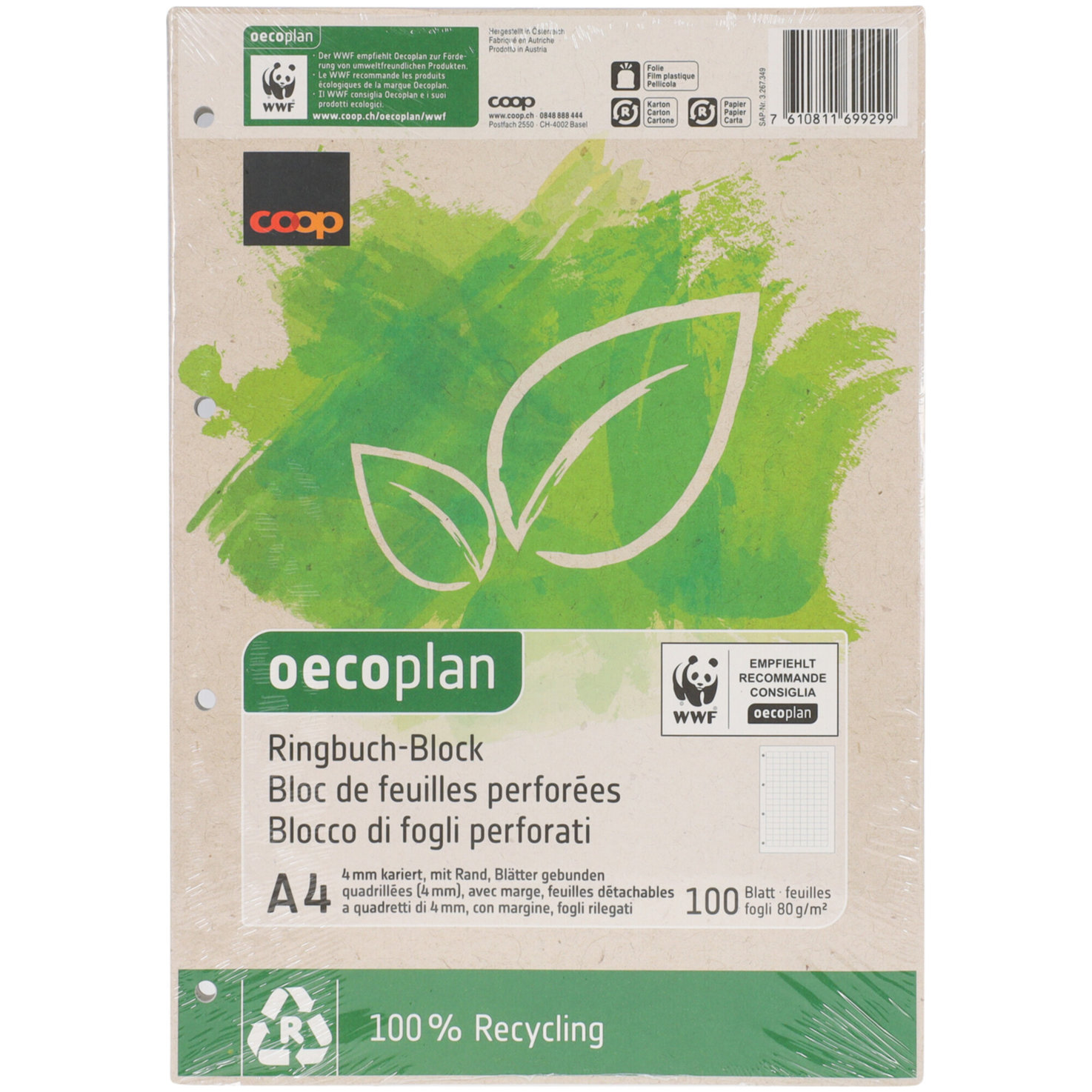 Oecoplan Ringbuchblock kariert A4