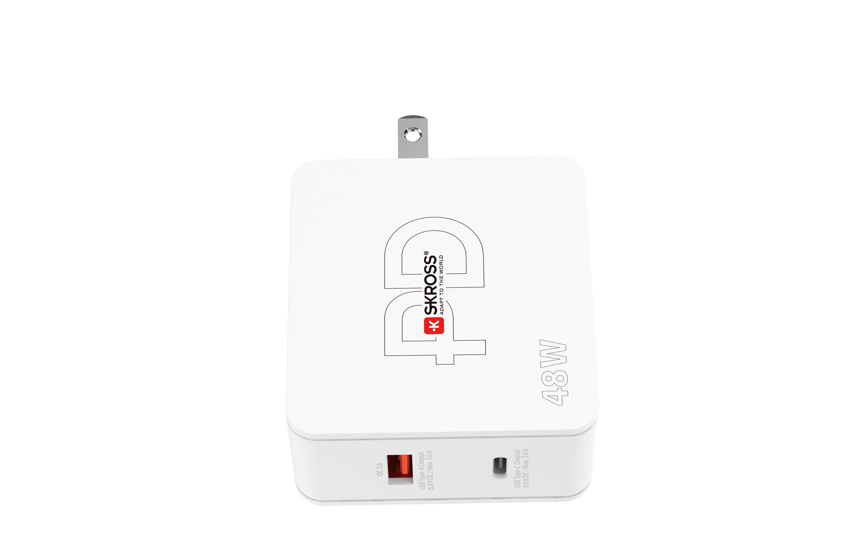 USB-Wandladegerät Multipower Combo+, US, 48 W, WeissKraftvolles USB-Wandladegerät für zu Hause und unterwegs