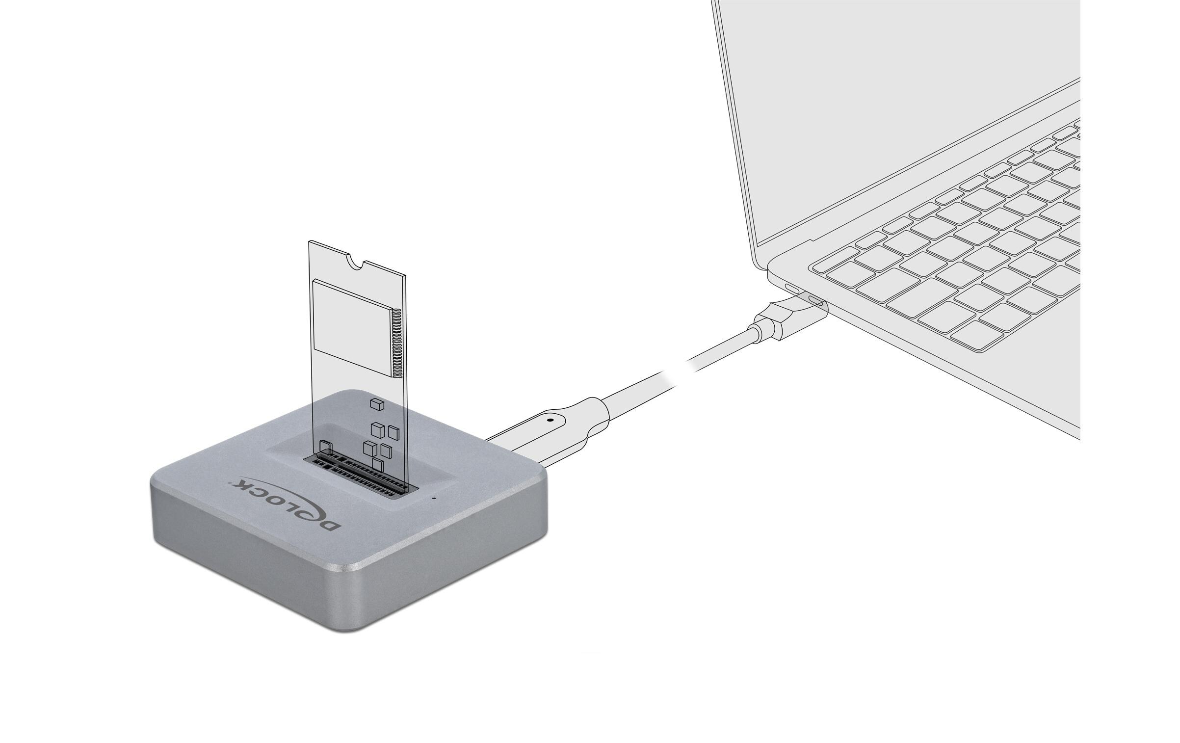 Dockingsstation USB-C – M.2 NVMeDelock M.2 Dockingstation für M.2 NVMe PCIe SSD mit USB Type-C Buchse