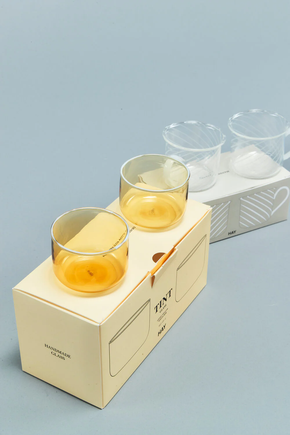 HAY  Tint drikkeglas, sæt af 2  - Light yellow with white rim