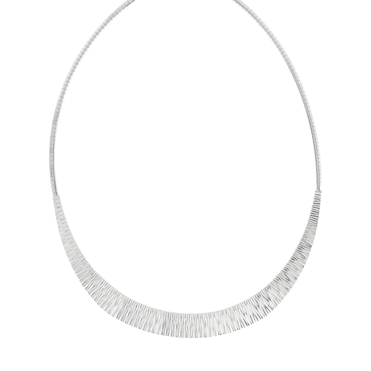 Collier maille plate argent 925 style Cléopâtre diamanté 44 cm