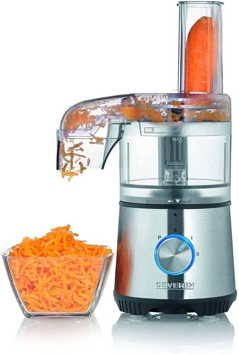 SEVERIN Robot de cuisine avec balance intégrée, robot ptissier pour 3 kg de pte ou 5,5 L, robot ménager robuste avec crochet à pétrir, batteur plat et fouet, 1 000 W, noir, KM 3898